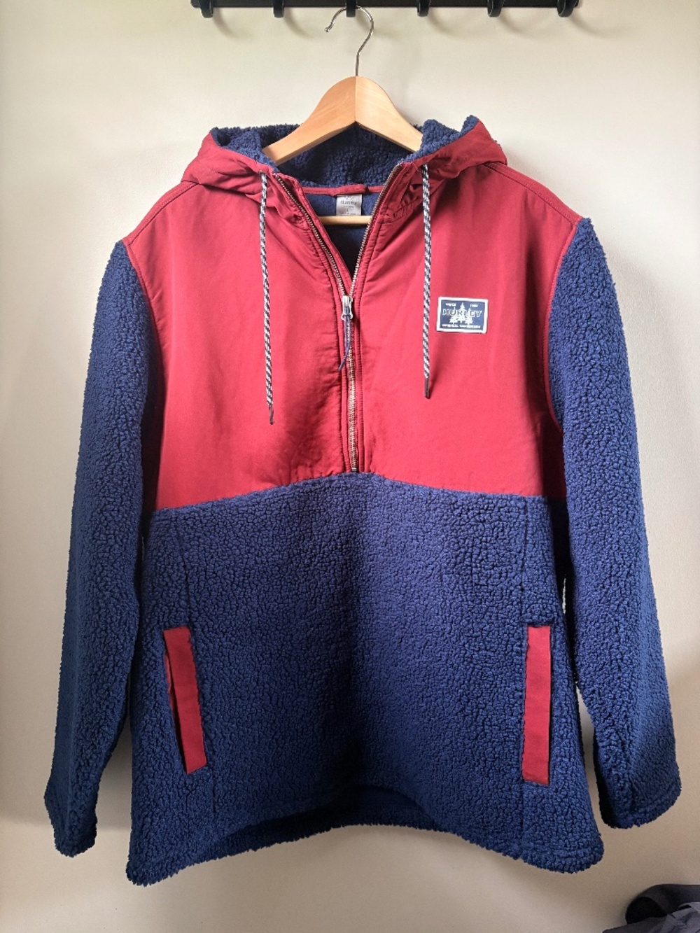 Hurley Men’s Sherpa Half Zip Pullover Anorak Hoodie M